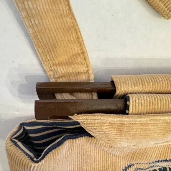 Retro 70s Quilted Hippie Shoulder Bag Vegan Handbag Boho Cottagecore Wood detail - Picture 6 of 16